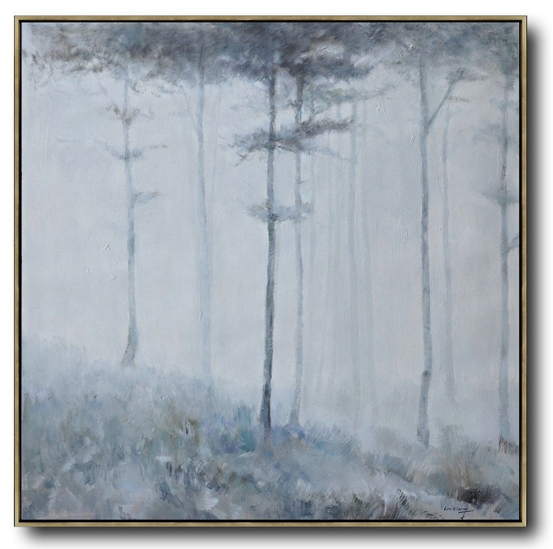 Extra Large Acrylic Painting On Canvas,Abstract Landscape Oil Painting,Original Art Acrylic Painting,White,Grey,Black